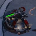 The spike turret upgraded with an anti-vehicle fuel rod cannon in Halo Wars 2.