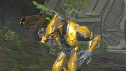 A Sangheili Zealot with a Pez'tk-pattern fuel rod gun during the Battle of Installation 05. From Halo 2: Anniversary campaign level Uprising.