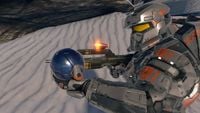 An EOD-clad Spartan-IV throws a plasma grenade in Halo 5: Guardians.