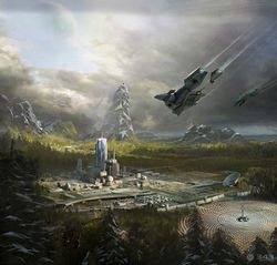 Artwork of the Reach FLEETCOM Military Complex.