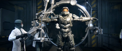 John-117 at a Brokkr Armor Mechanism in the Epilogue of Halo 4.