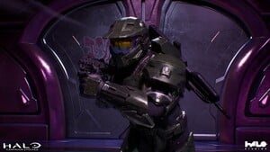 Halo: Campaign Evolved image showcasing John-117 in Mark IV armor and wielding an M7 SMG aboard the Triumph of Tolerance.