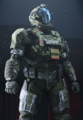 Spartan Eklund wearing a Stribog helmet in Halo Infinite.