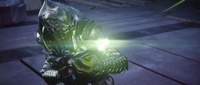 The Arbiter firing his carbine at an Enforcer Sentinel.