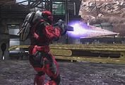 A Spartan firing the focus rifle in Halo: Reach.