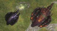 A size comparison of the standard Phantom dropship (left) and the Phantom Gunboat (right).