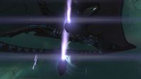 Another view of drop pods being dropped from a Covenant corvette.