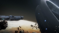 The UNSC Infinity arrives at Gamma Halo.