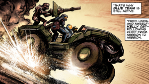 Blue Team manning an M12B Warthog.