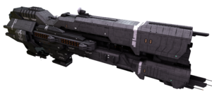 A render of the Hillsborough-class heavy destroyer modelled by Jamie Marriott for the fan mod Sins of the Prophets - used in the 2022 Halo Encyclopedia.