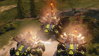Blisterbacks launching their Annihilator missiles in Halo Wars 2.