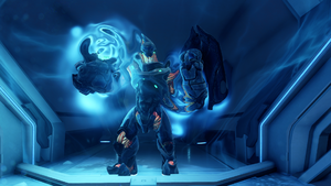 A Mgalekgolo, Naliligaw, trapped in a cell in the mission Guardians.