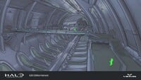 Concept art for the gondola tunnel, with the level's original name "Bitter Harvest" shown in the bottom.