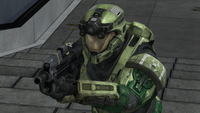 A Spartan wearing Operator armor in Halo: Reach.