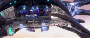 A hijacked Ru'swum-pattern Phantom closing all side doors. From Halo 3: ODST campaign level Epilogue.