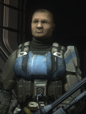 Orbital Drop Shock Trooper Kojo Agu onboard UNSC Say My Name before Operation: BUMRUSH. From the Halo: The Master Chief Collection version of Halo 3: ODST campaign level Prepare to Drop.