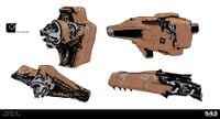 More early Jiralhanae vehicle concepts.