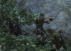 A fireteam of UNSC Marines led by Marcus Stacker sneaking around in the jungles of Africa on the level Sierra 117.
